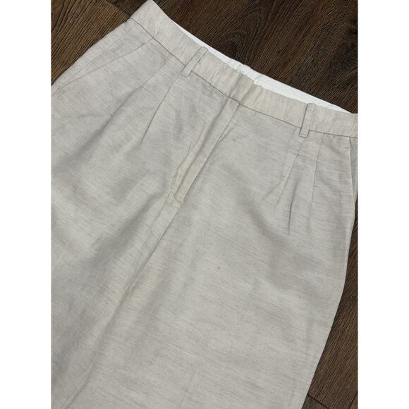 Wilfred Aritzia Pants Womens 12 Taupe Linen Lyocell Wide Leg Side Zip Trousers - Picture 2 of 4